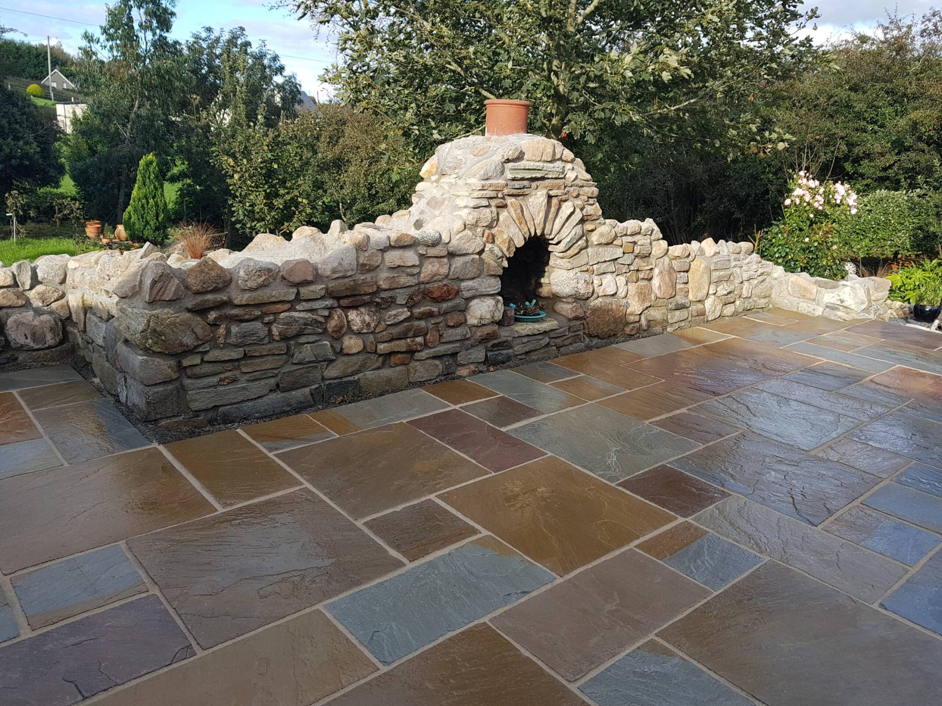 indian sandstone garden paving after