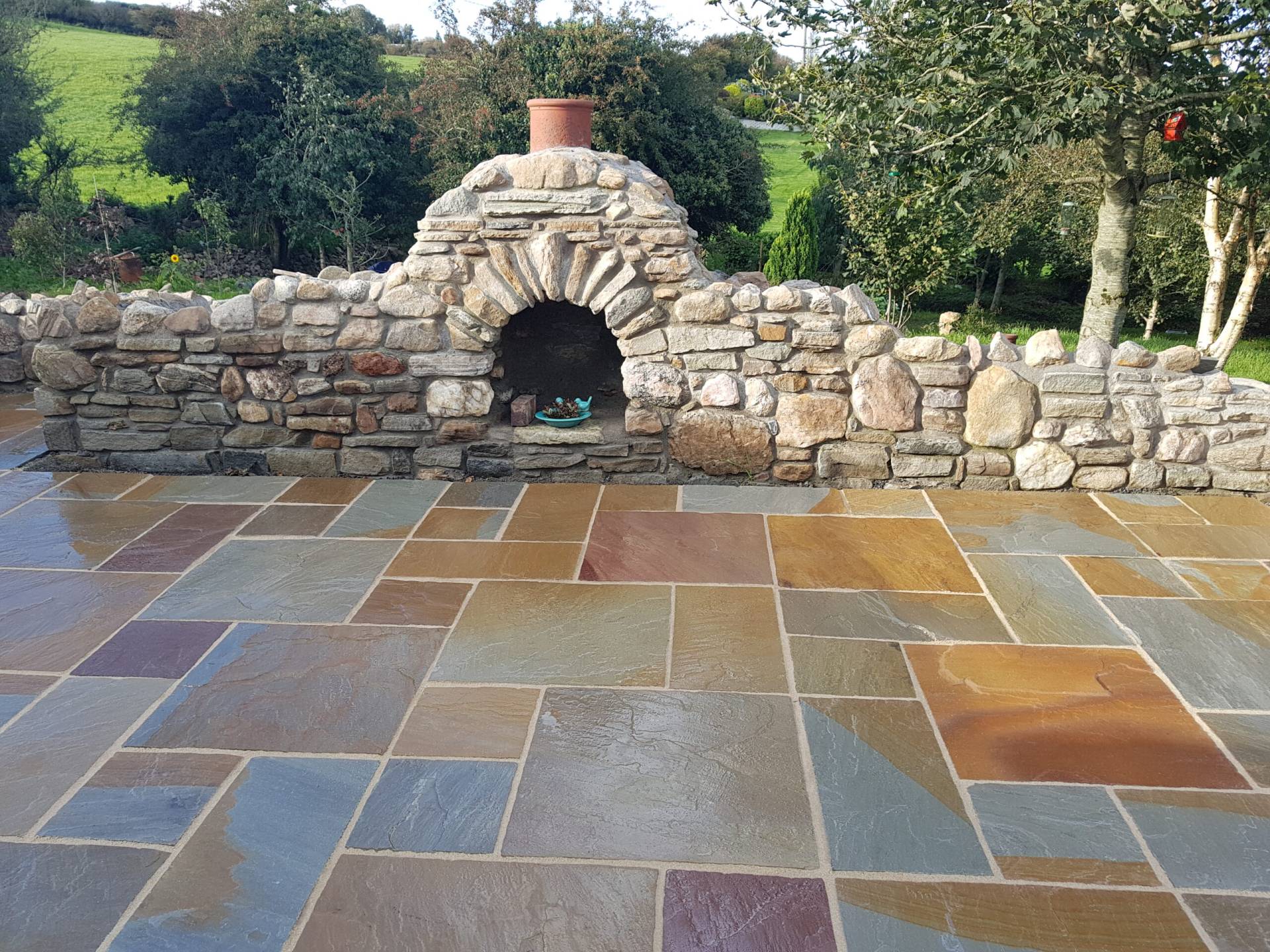 indian sandstone with fireplace